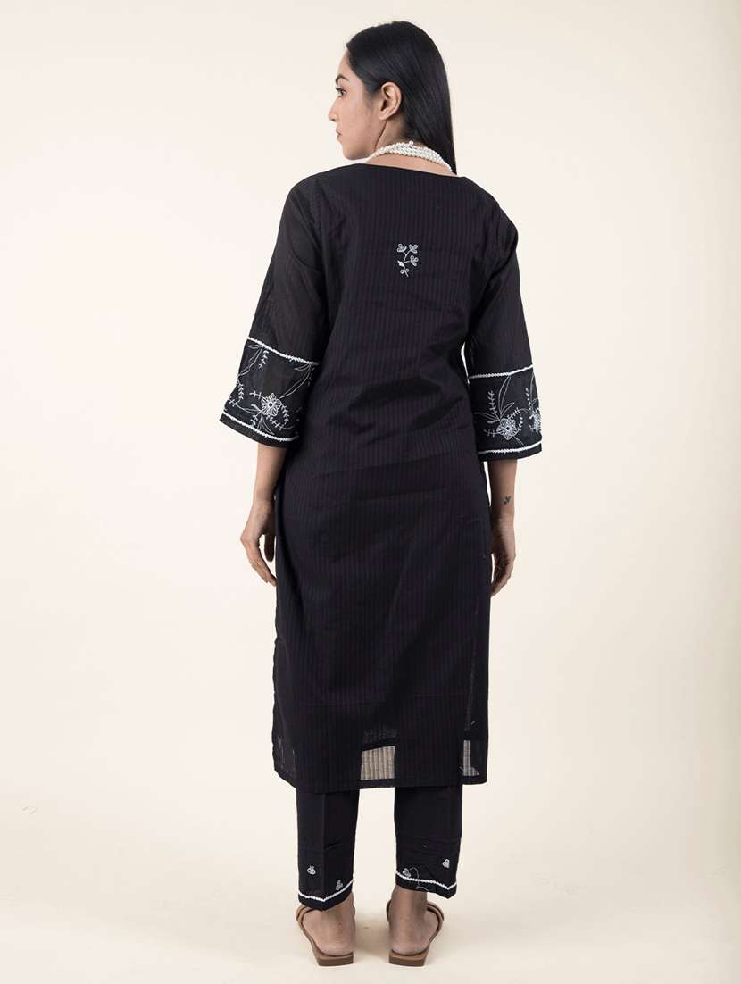 women three quarter sleeve kurta pant with dupatta set - 21975055 - Standard Image - 4
