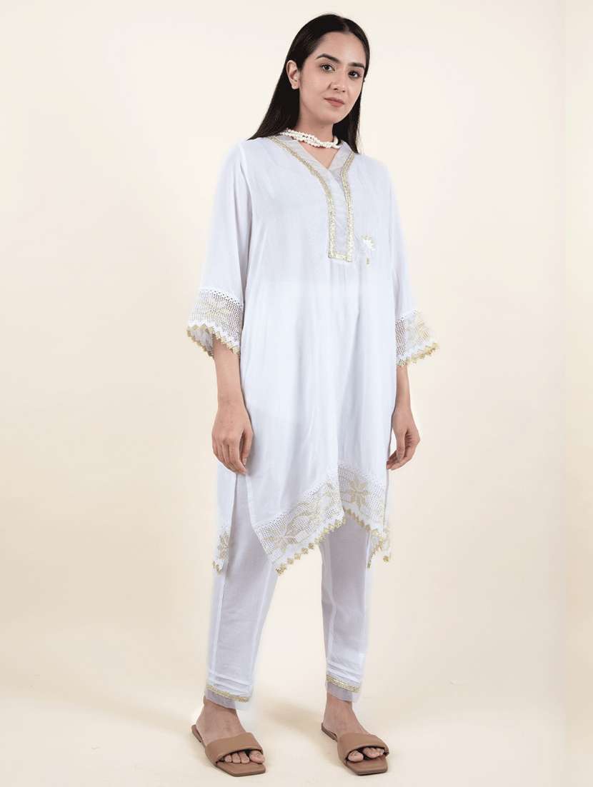 women three quarter sleeve kurta pant with dupatta set - 21975063 -  Standard Image - 1