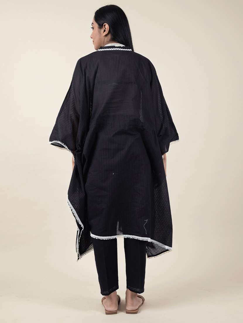 women solid with work kimono sleeve kaftan kurta pant set - 21975085 -  Standard Image - 4