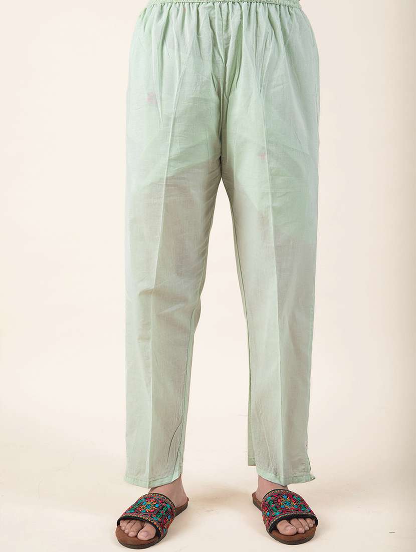 women solid with work three quarter sleeve kurta pant set - 21975090 - Standard Image - 4