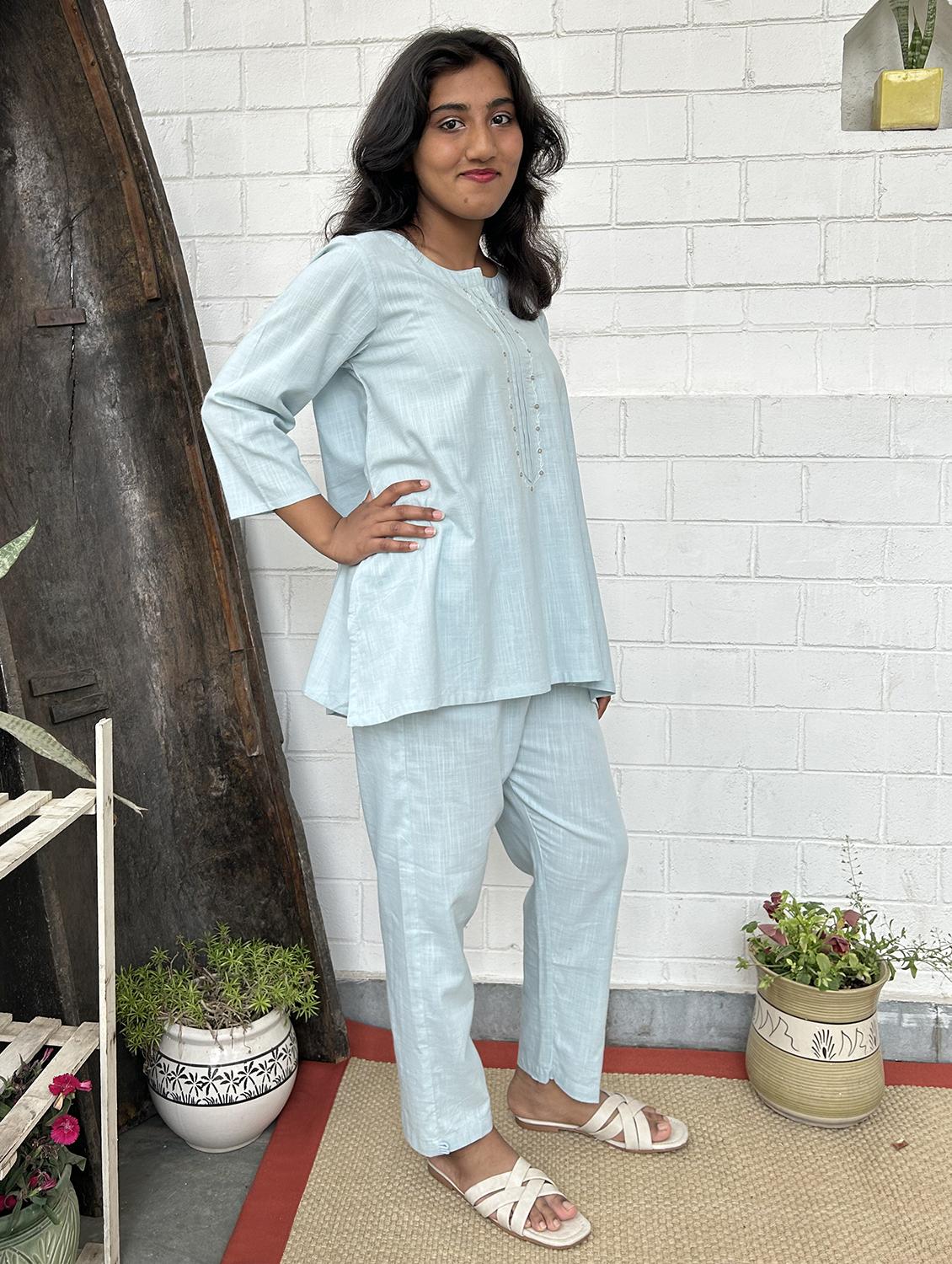 women three quarter sleeve ethnic co-ord set - 21975096 - Standard Image - 1