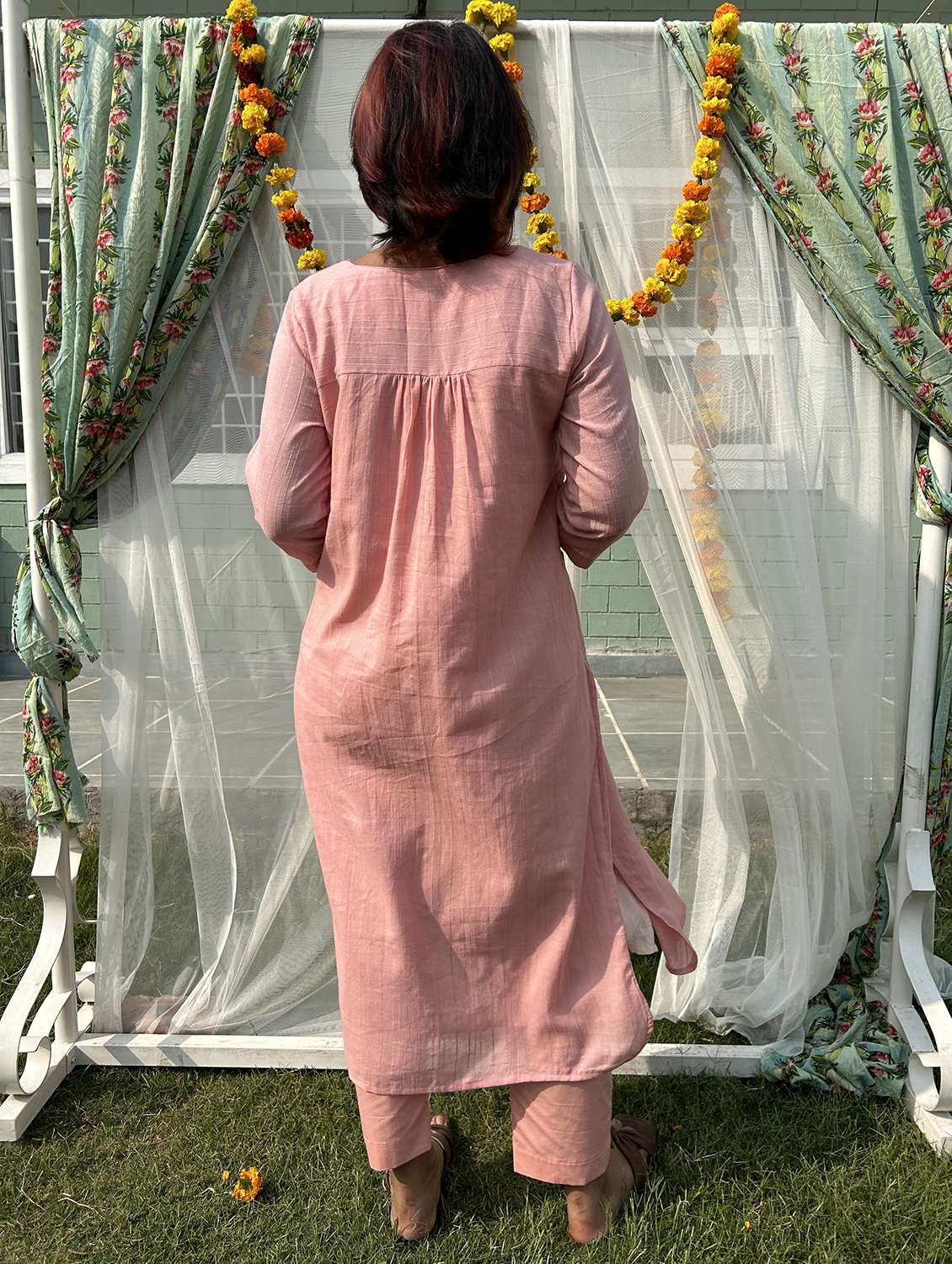 women self design three quarter sleeve kurta pant set - 21975144 -  Standard Image - 4