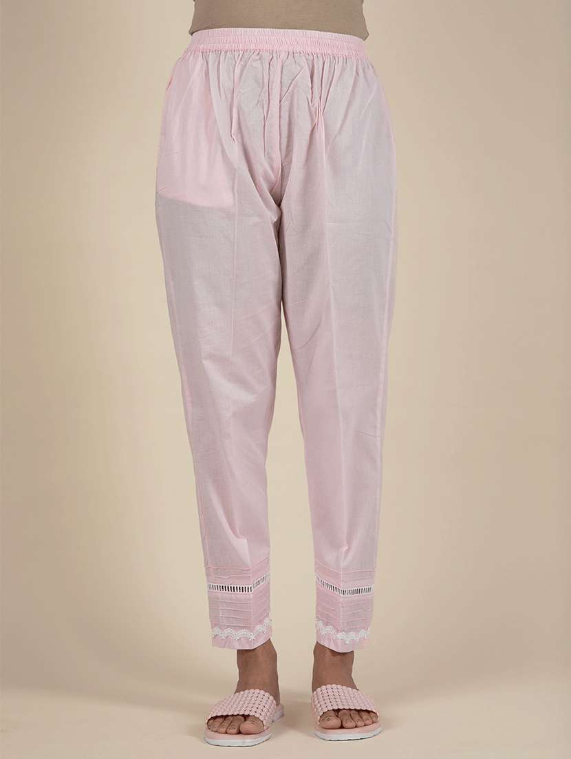 women solid with work three quarter sleeve kurta pant set - 21975145 -  Standard Image - 4