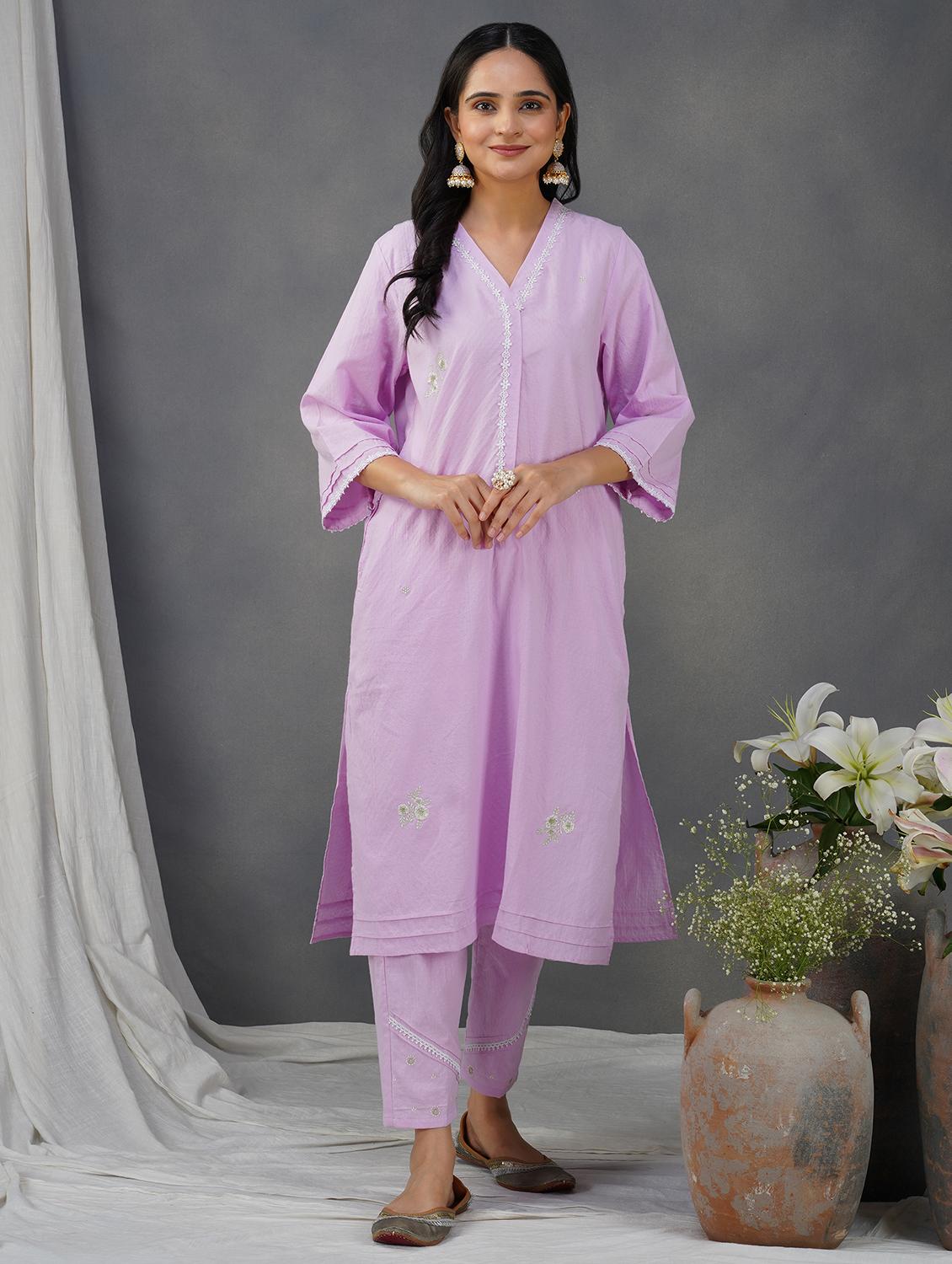 women three quarter sleeve kurta pant with dupatta set - 21975150 -  Standard Image - 1