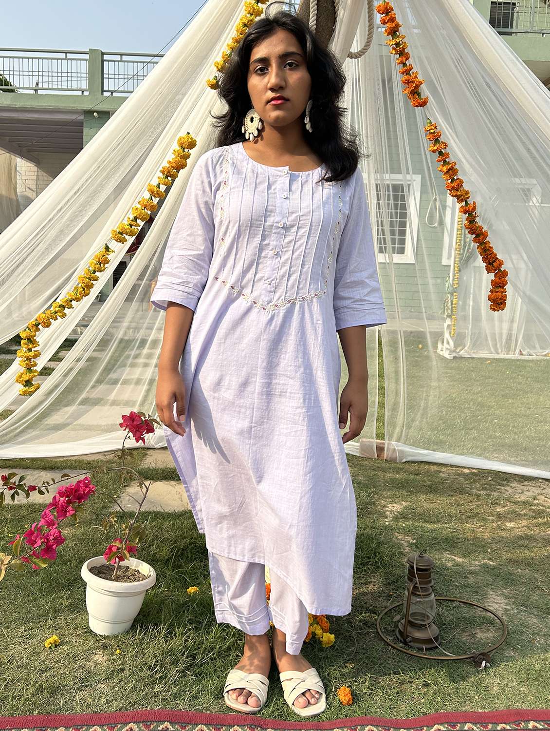 women three quarter sleeve kurta pant with dupatta set - 21975152 -  Standard Image - 1