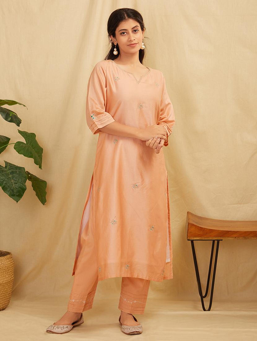 women three quarter sleeve kurta pant with dupatta set - 21975156 -  Standard Image - 1