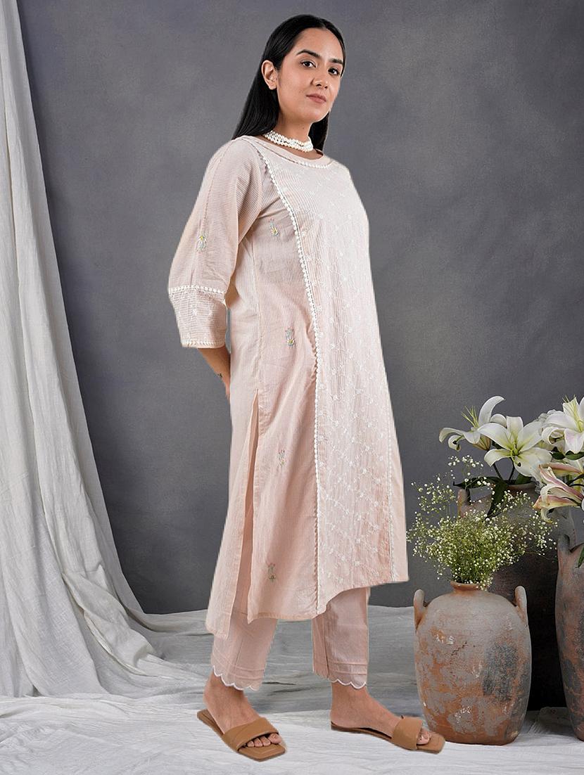 women three quarter sleeve kurta pant with dupatta set - 21975157 - Standard Image - 1