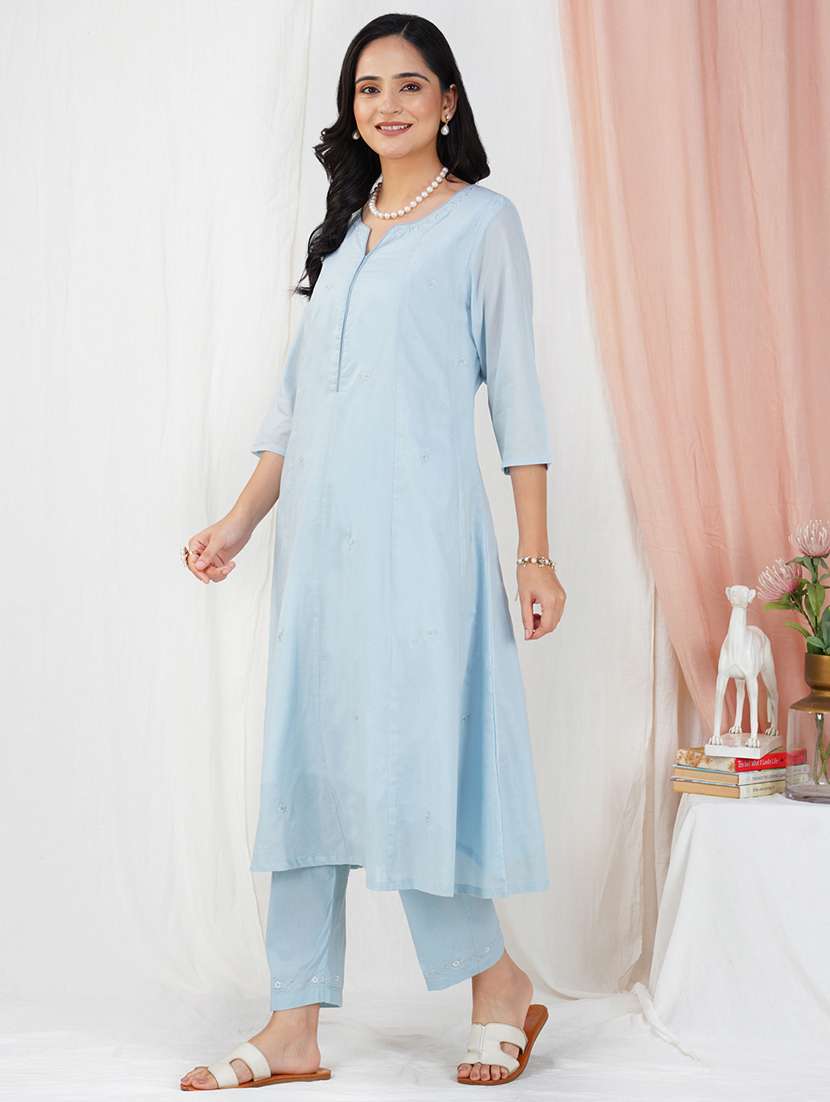 women three quarter sleeve kurta pant with dupatta set - 21975159 -  Standard Image - 4