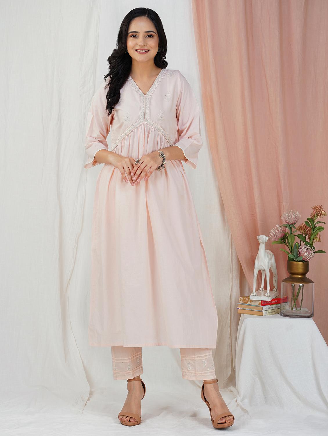women three quarter sleeve kurta pant with dupatta set - 21975163 -  Standard Image - 1