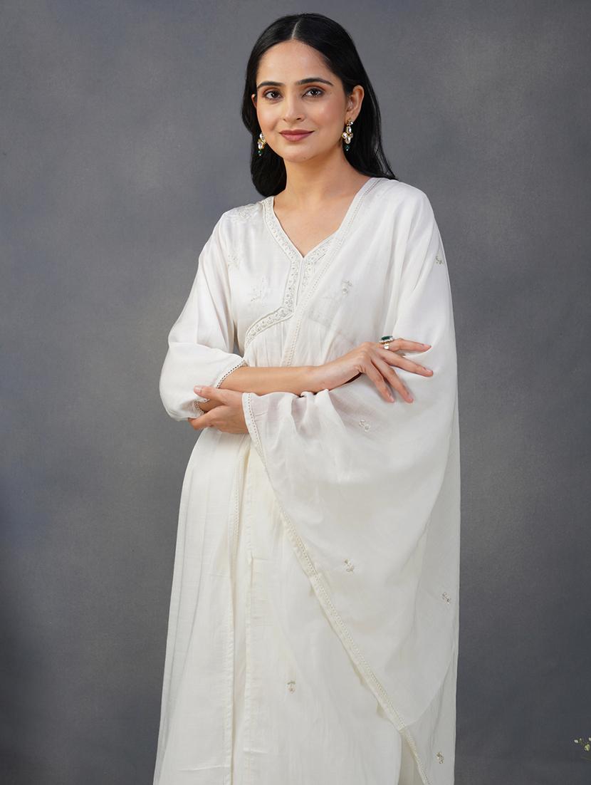 women three quarter sleeve kurta pant with dupatta set - 21975166 - Standard Image - 4