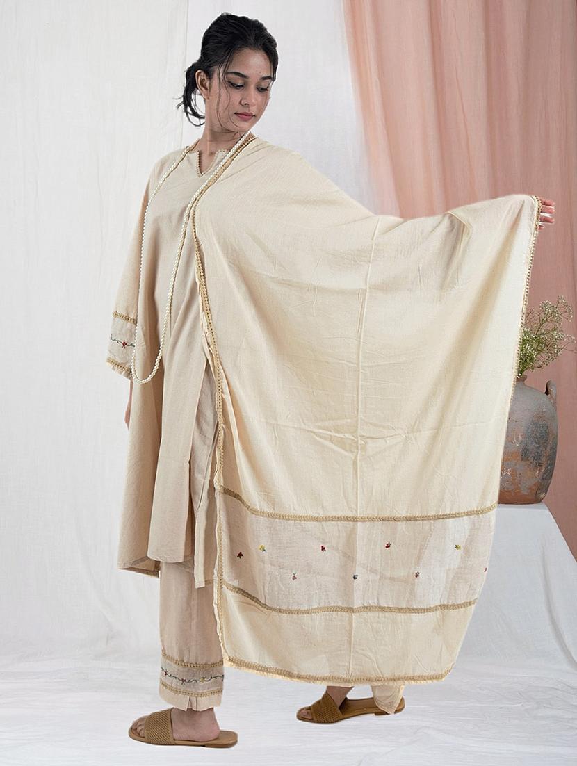 women three quarter sleeve kurta pant with dupatta set - 21975171 - Standard Image - 1
