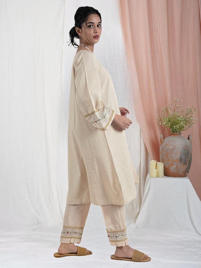 women three quarter sleeve kurta pant with dupatta set - 21975171 - Standard Image - 4