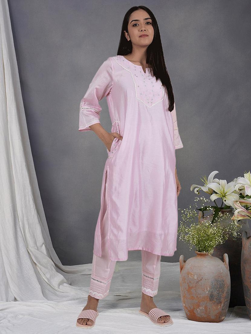 women three quarter sleeve kurta pant with dupatta set - 21975172 -  Standard Image - 1