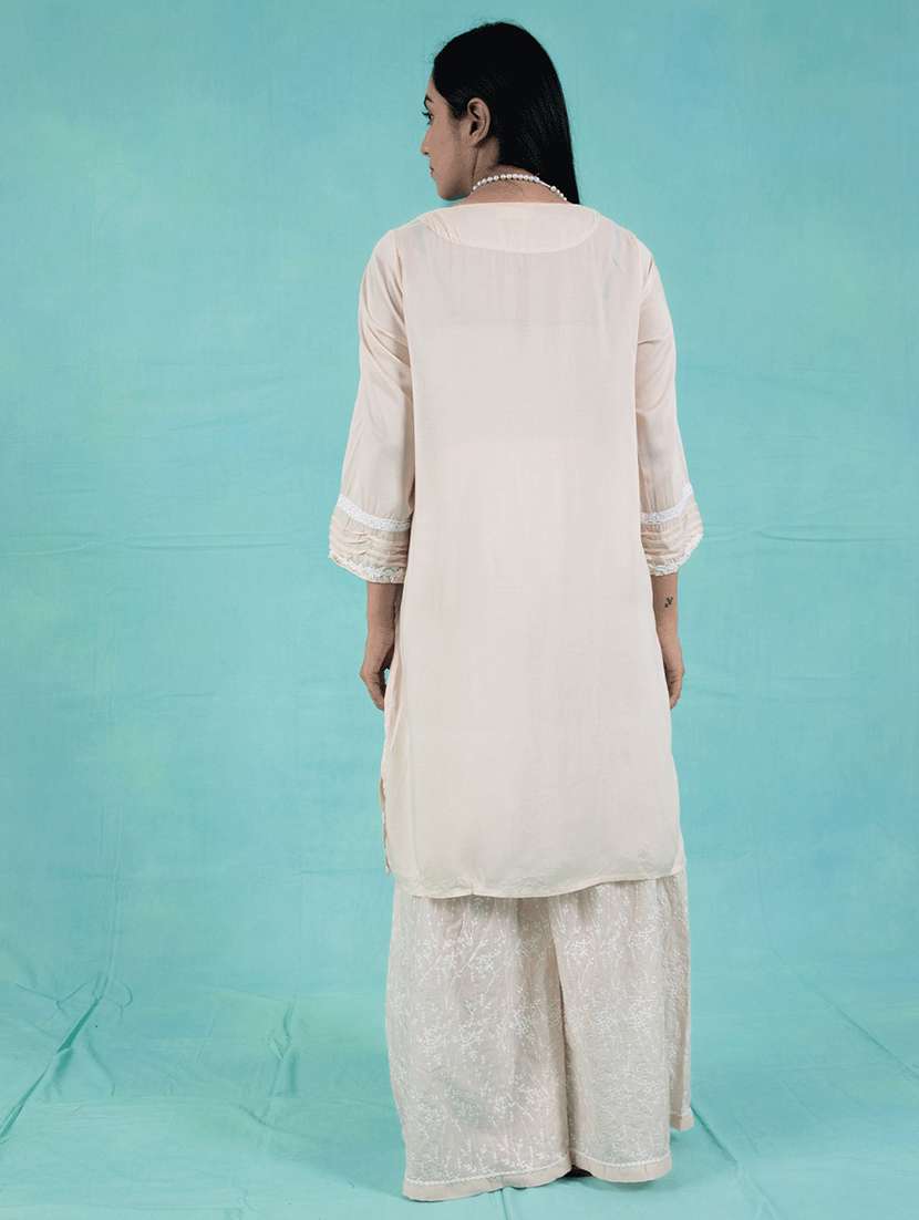 women three quarter sleeve kurta sharara with dupatta set - 21975175 -  Standard Image - 4