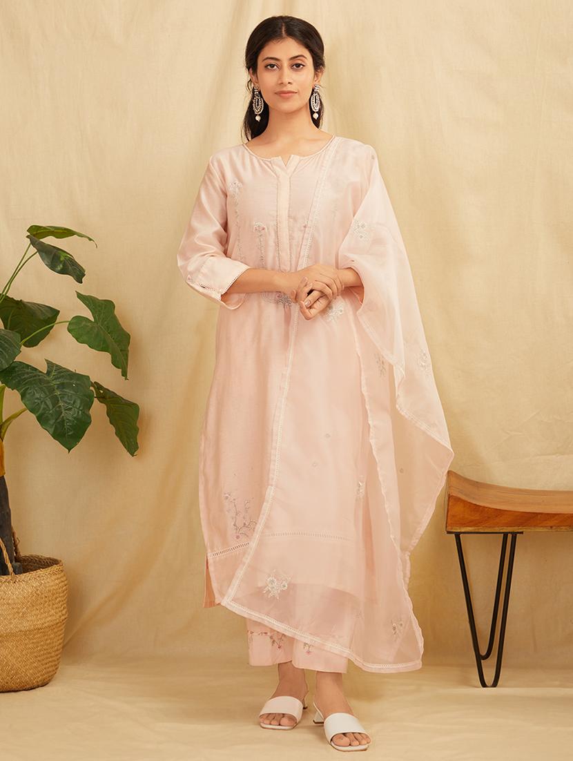 women three quarter sleeve kurta pant with dupatta set - 21975177 -  Zoom Image - 0