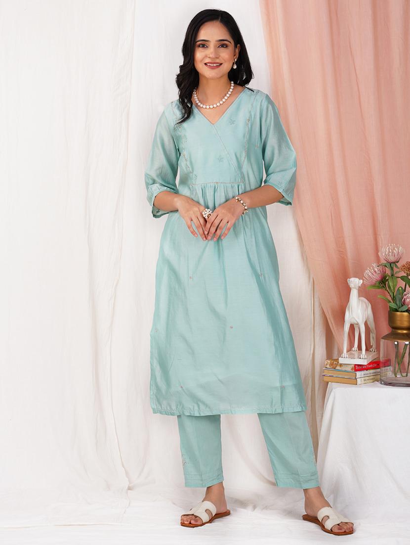 women three quarter sleeve kurta pant with dupatta set - 21975181 - Standard Image - 4