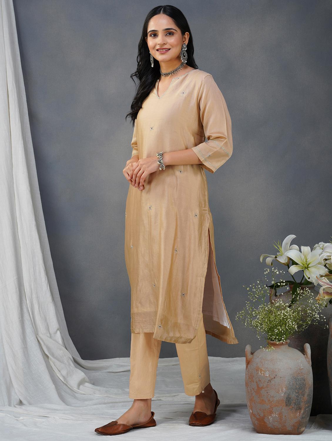 women three quarter sleeve kurta pant with dupatta set - 21975184 - Standard Image - 4