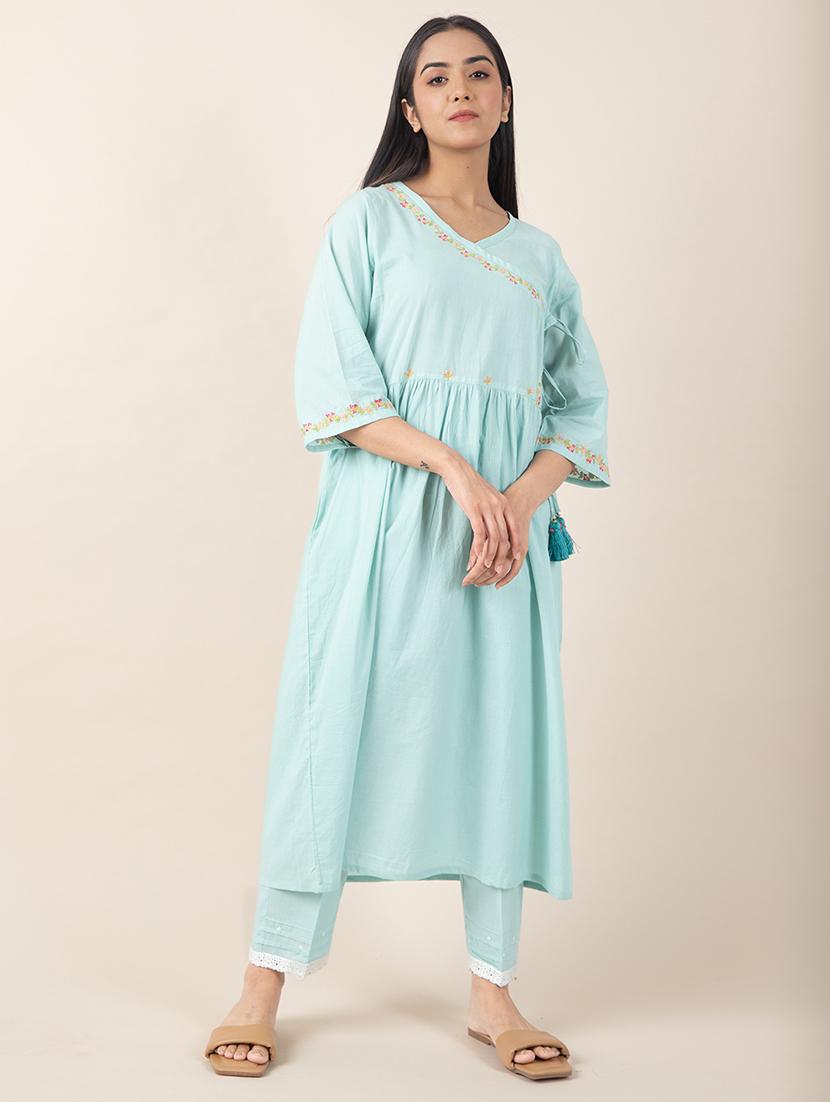 women three quarter sleeve kurta pant with dupatta set - 21975191 - Standard Image - 4