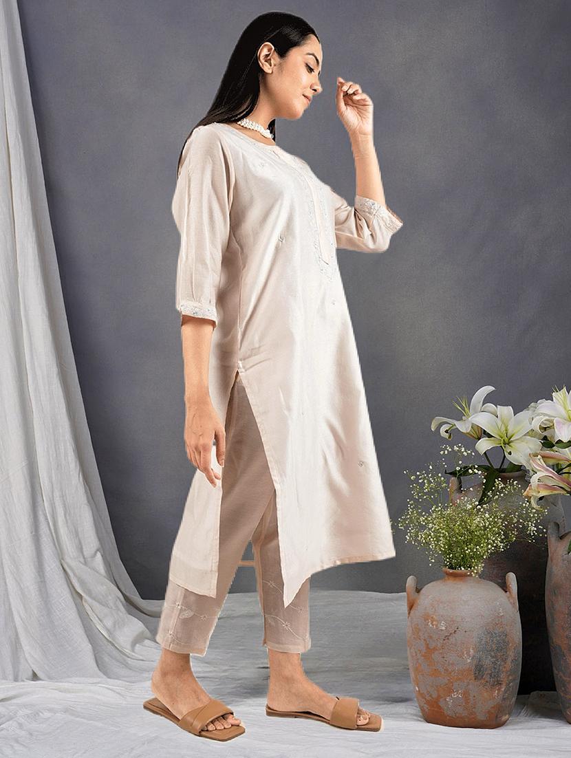 women three quarter sleeve kurta pant with dupatta set - 21975193 -  Standard Image - 1