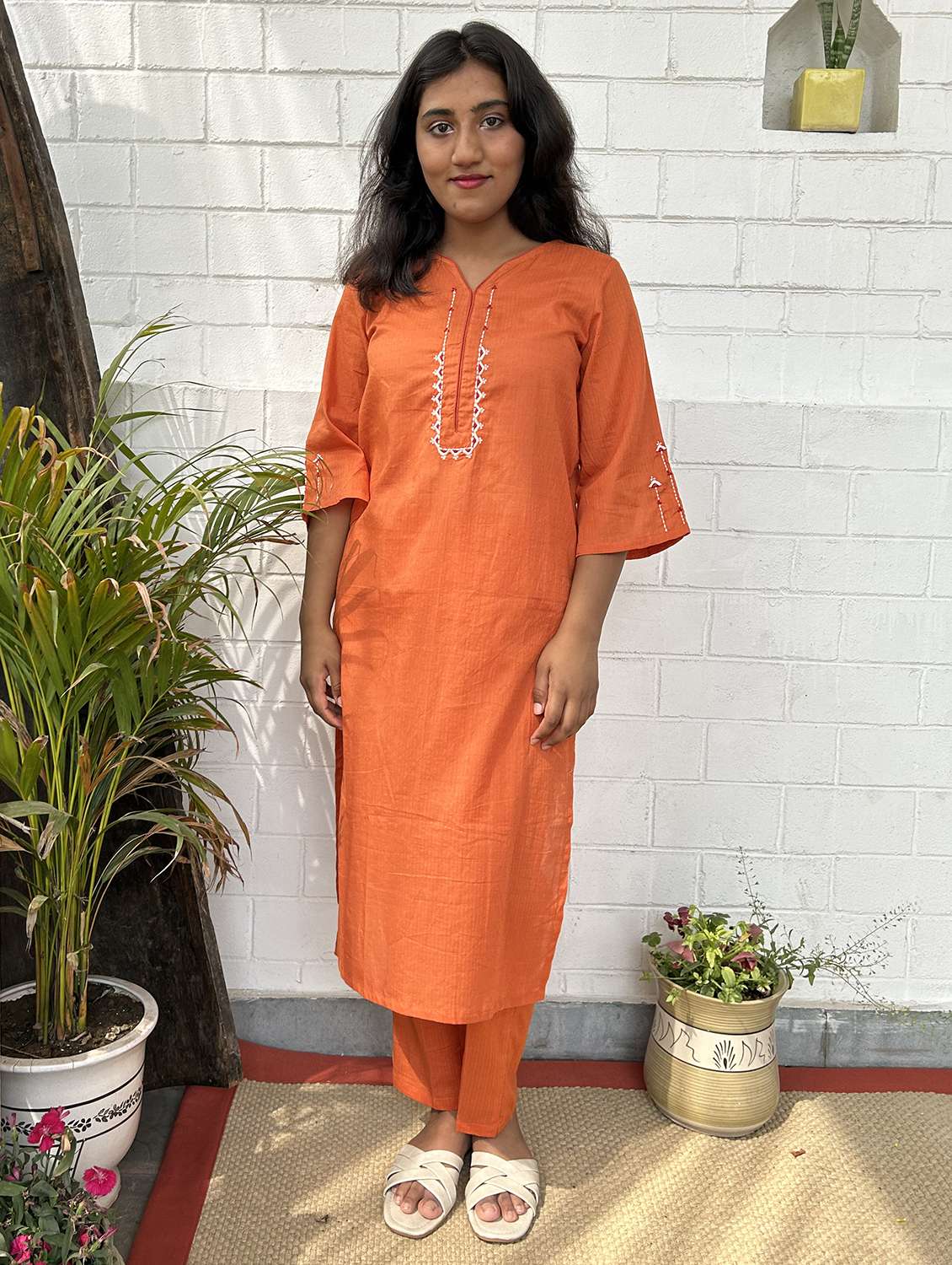 women three quarter sleeve kurta pant with dupatta set - 21975195 -  Standard Image - 4