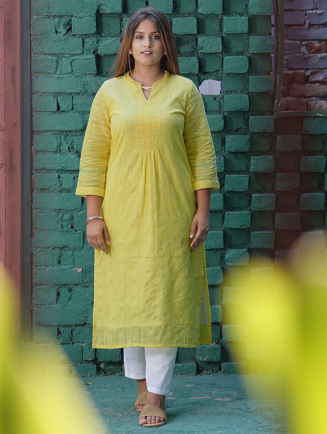 women three quarter sleeve kurta pant with dupatta set - 21975203 -  Standard Image - 1