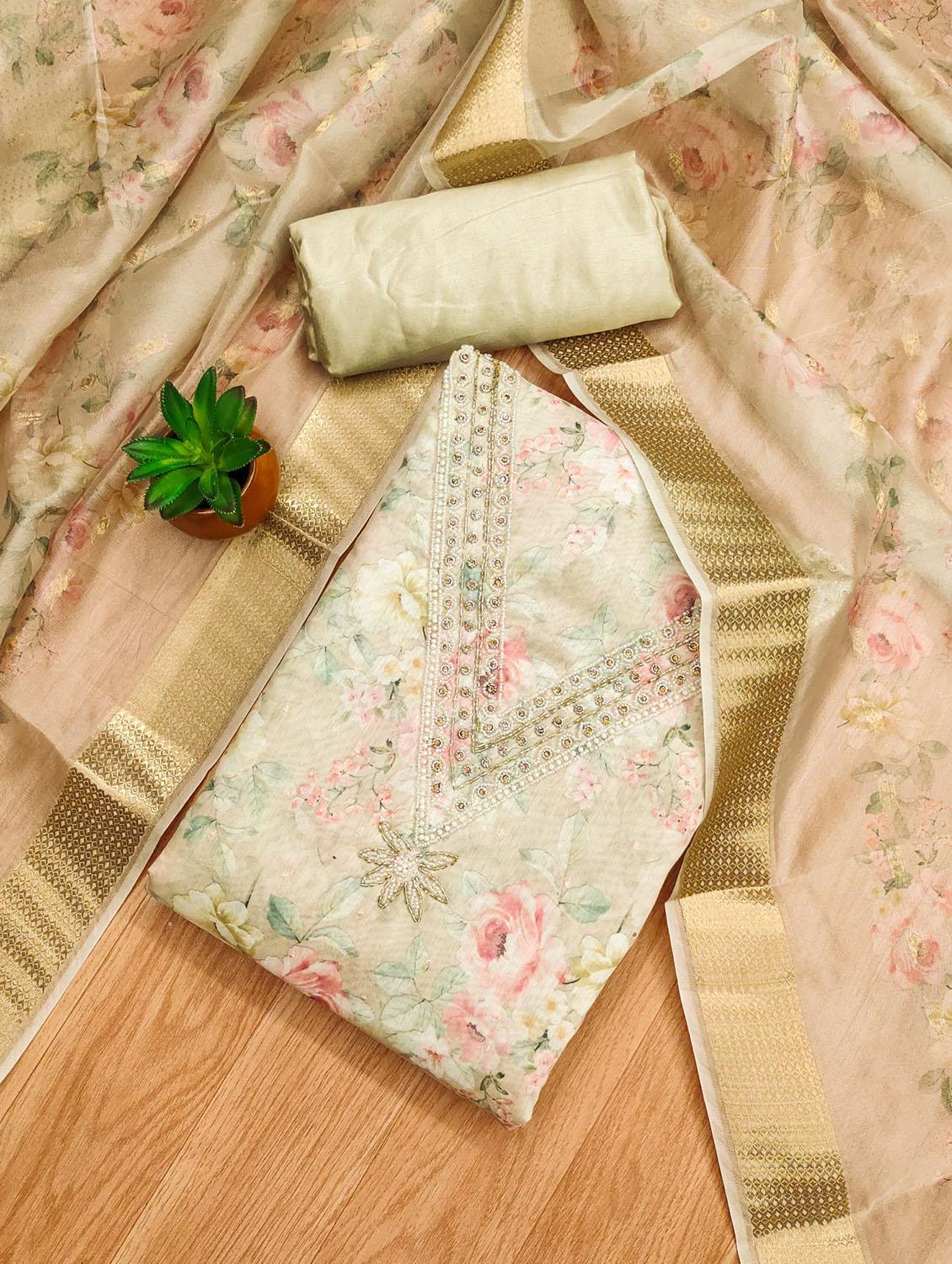 women floral embroidered unstitched suit set - 21975207 - Standard Image - 1