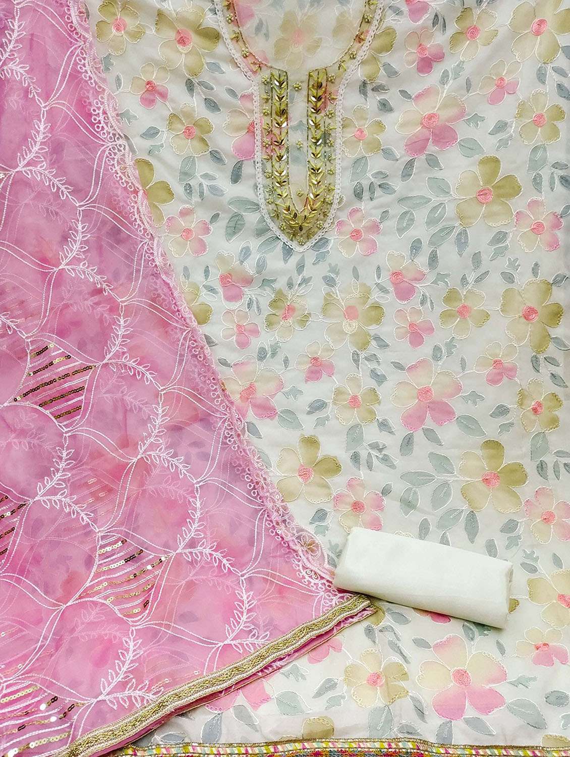 women floral embroidered unstitched suit set - 21975210 -  Standard Image - 1