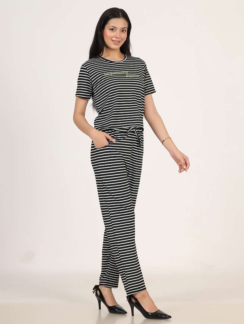 women striped t-shirt and trouser co-ord set - 21975215 -  Standard Image - 1