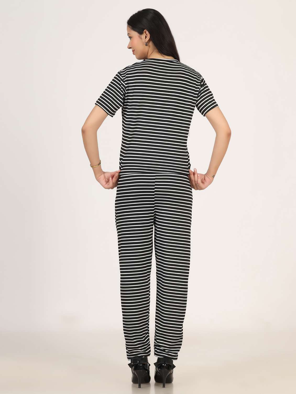 women striped t-shirt and trouser co-ord set - 21975216 - Standard Image - 4