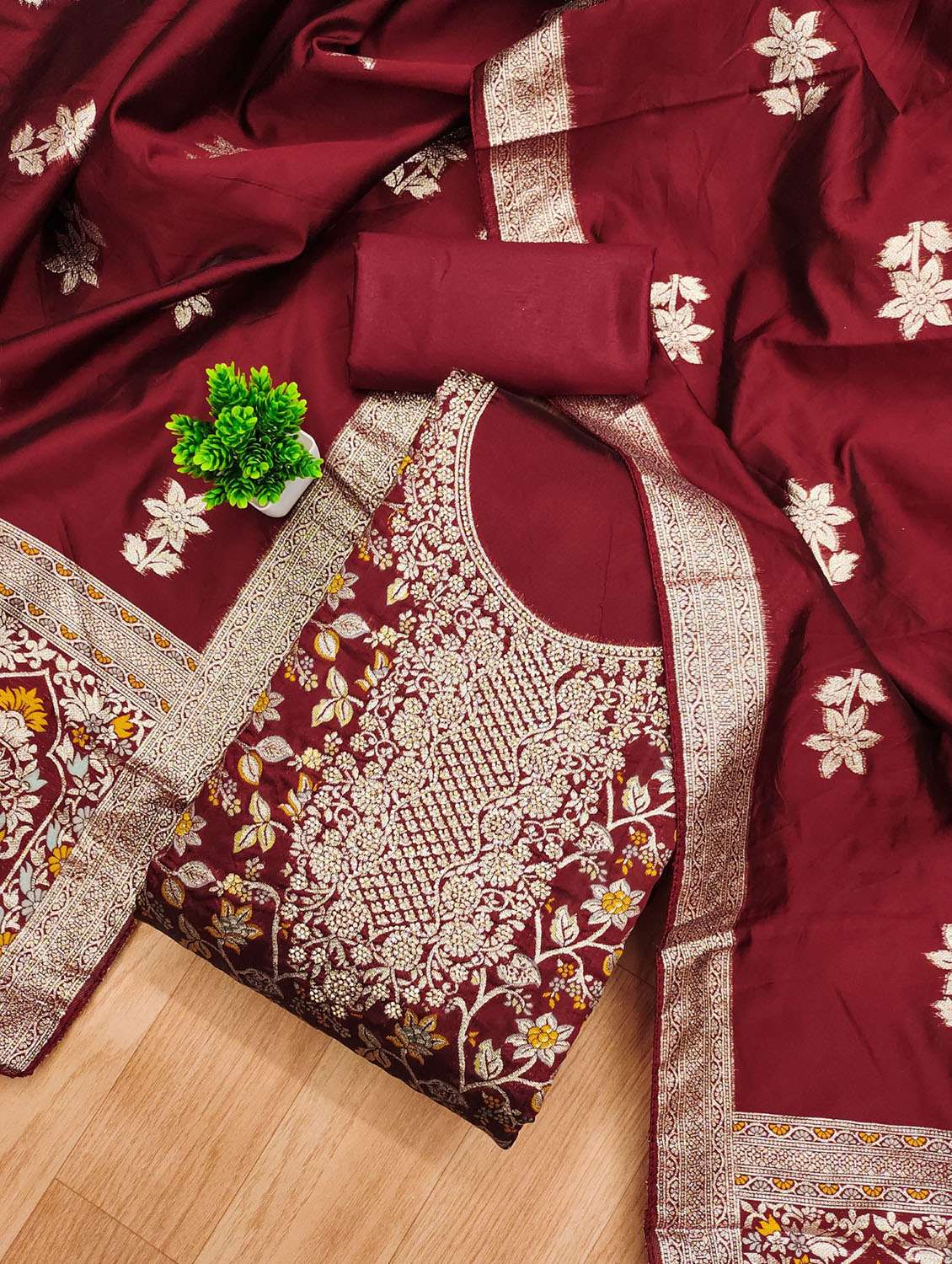 women floral embroidered unstitched suit set - 21975262 -  Standard Image - 1