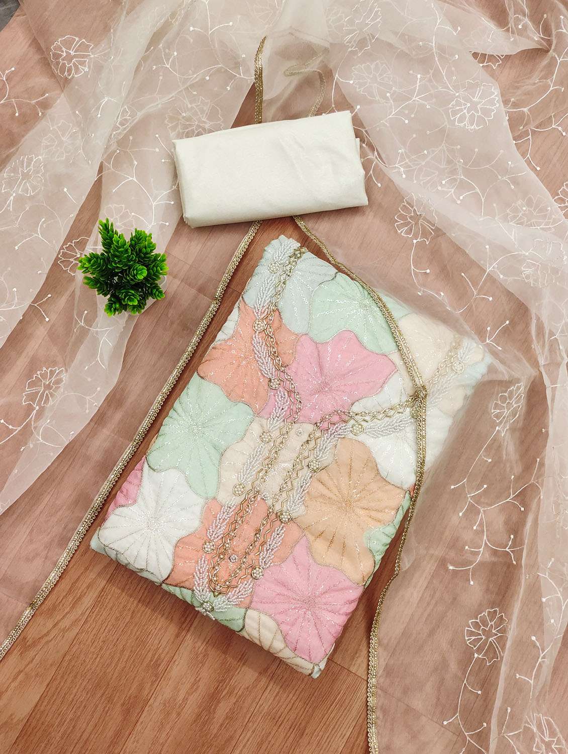 women floral embroidered unstitched suit set - 21975266 -  Standard Image - 1