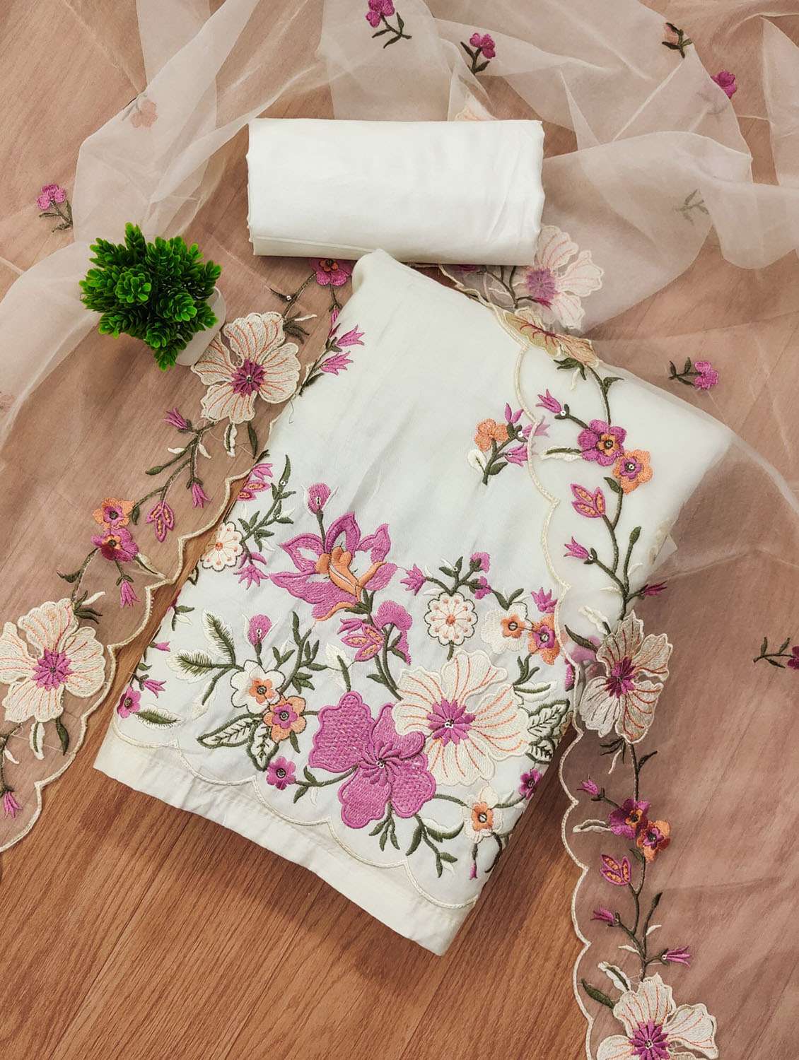 women floral embroidered unstitched suit set - 21975284 -  Standard Image - 1