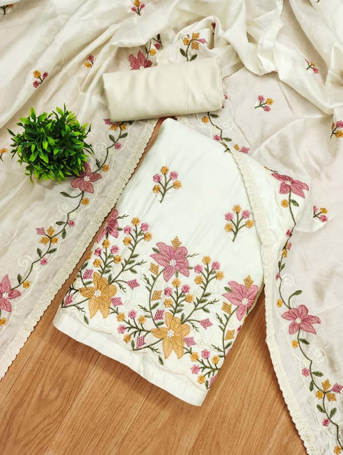 women floral embroidered unstitched suit set - 21975298 - Standard Image - 1