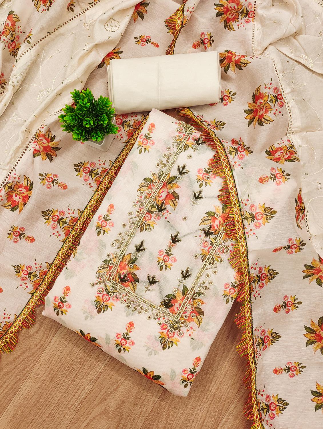 women floral embroidered unstitched suit set - 21975303 - Standard Image - 1