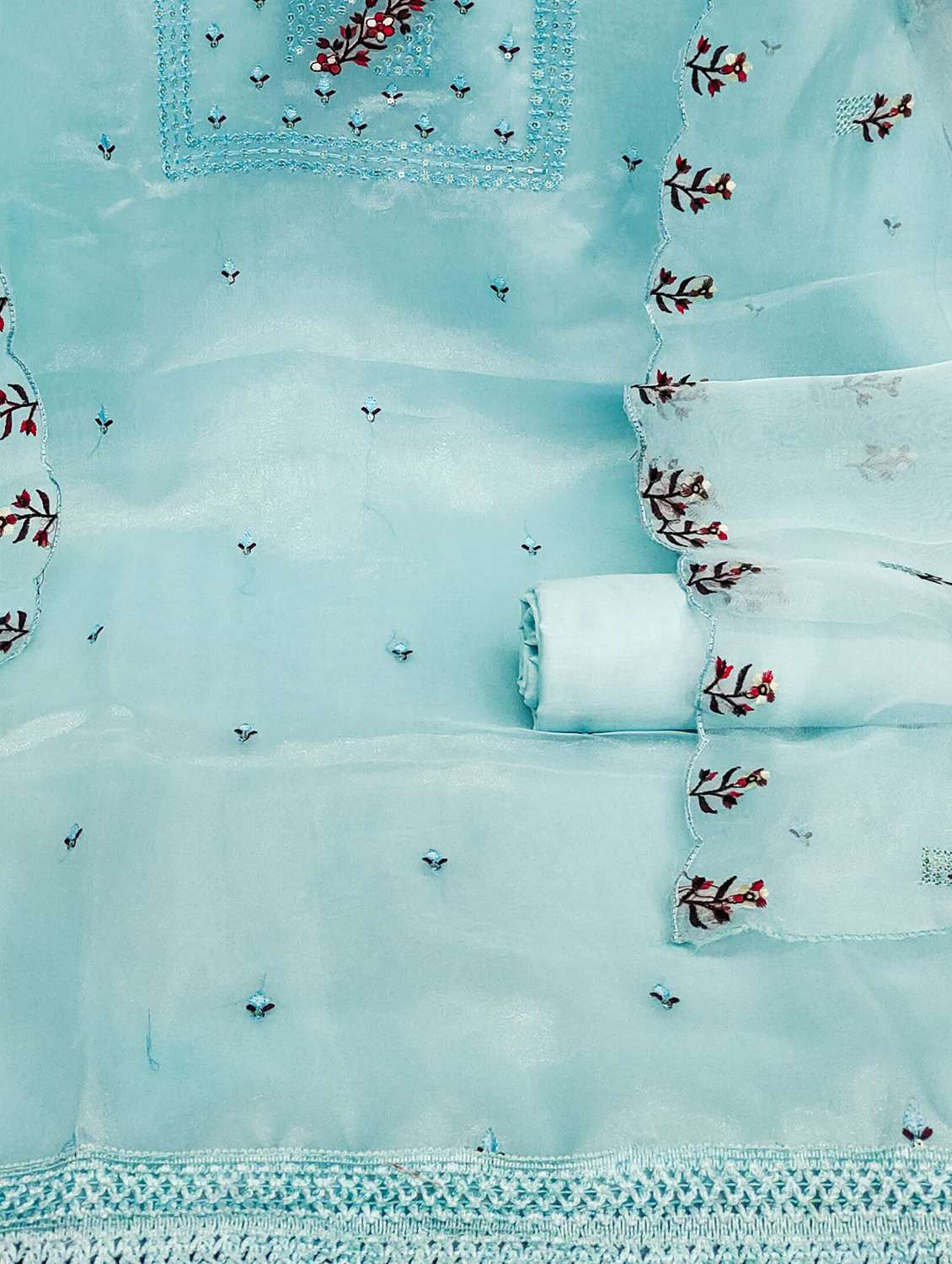 women solid with work embroidered unstitched suit set - 21975333 -  Standard Image - 1