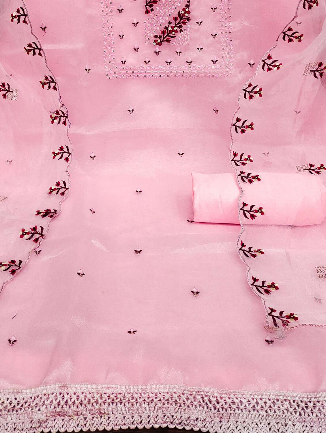 women solid with work embroidered unstitched suit set - 21975334 -  Standard Image - 1