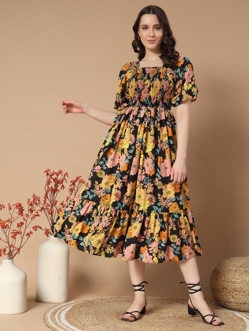 women floralprint puff sleeve tiered dress - 21975415 - Standard Image - 0