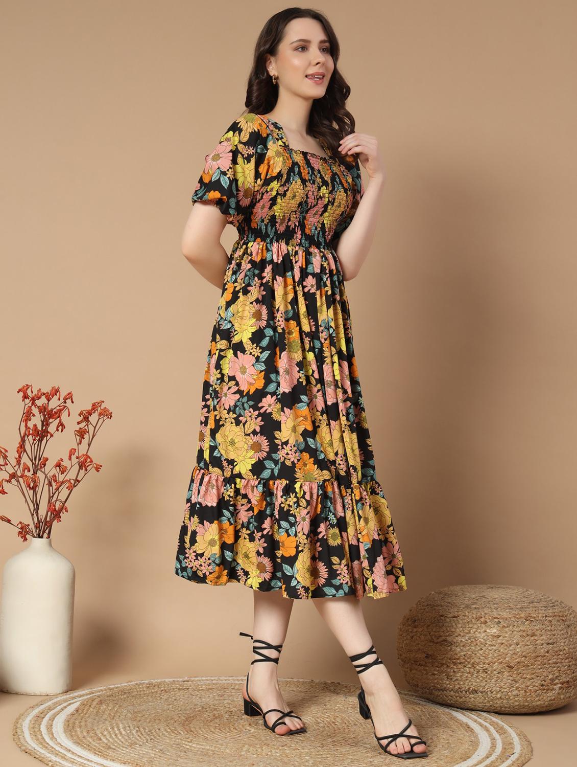 women floralprint puff sleeve tiered dress - 21975415 - Standard Image - 1