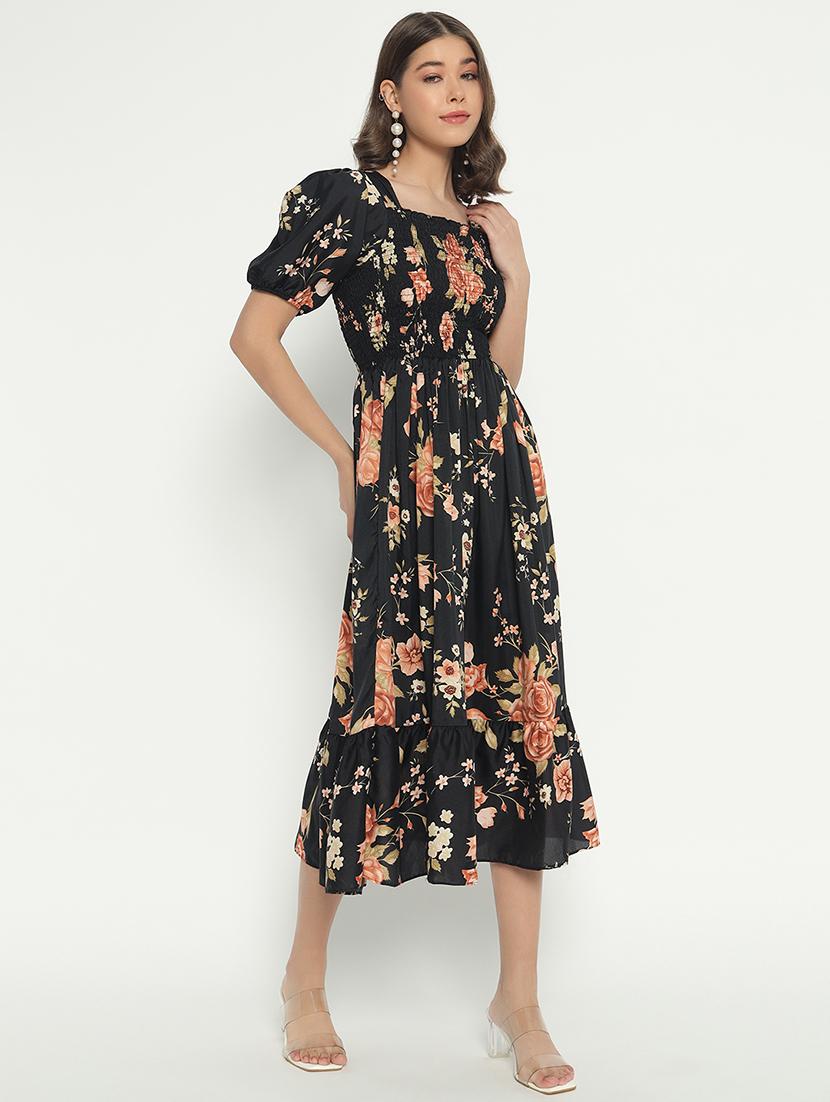 women floral printed puff sleeve tiered dress - 21975436 -  Standard Image - 1