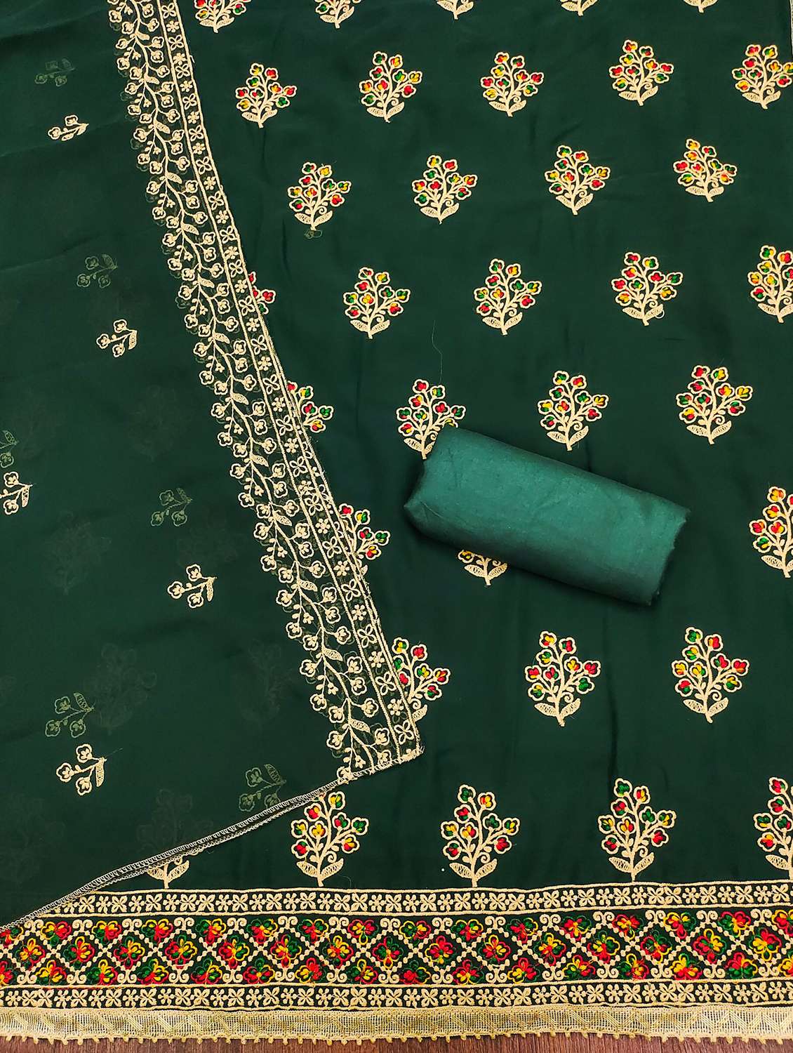 women solid with work embroidered unstitched suit set - 21975470 -  Standard Image - 1