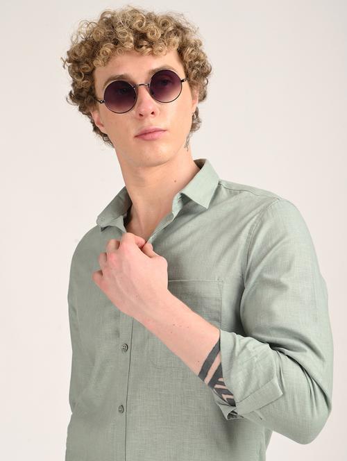 men solid long sleeve regular fit casual shirt - 21975524 - Standard Image - 0