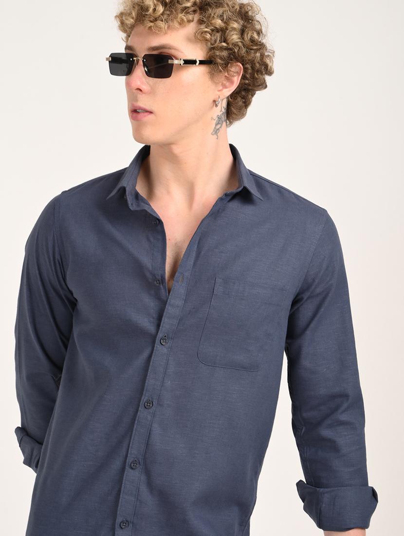 men solid long sleeve regular fit casual shirt - 21975525 - Standard Image - 1