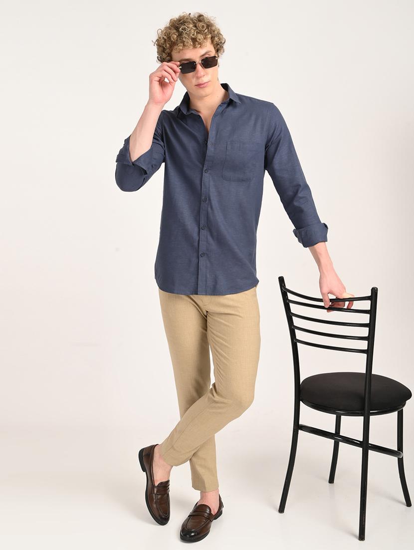 men solid long sleeve regular fit casual shirt - 21975525 - Standard Image - 4