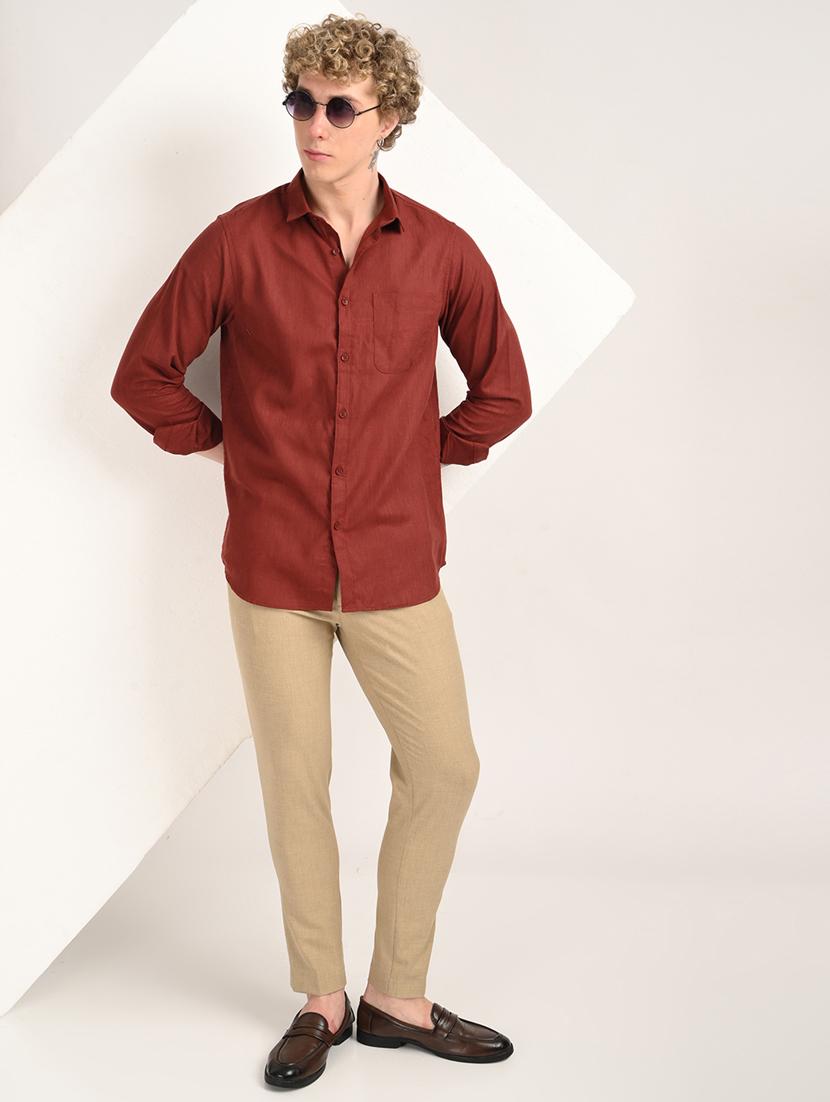 men solid long sleeve regular fit casual shirt - 21975526 -  Standard Image - 1