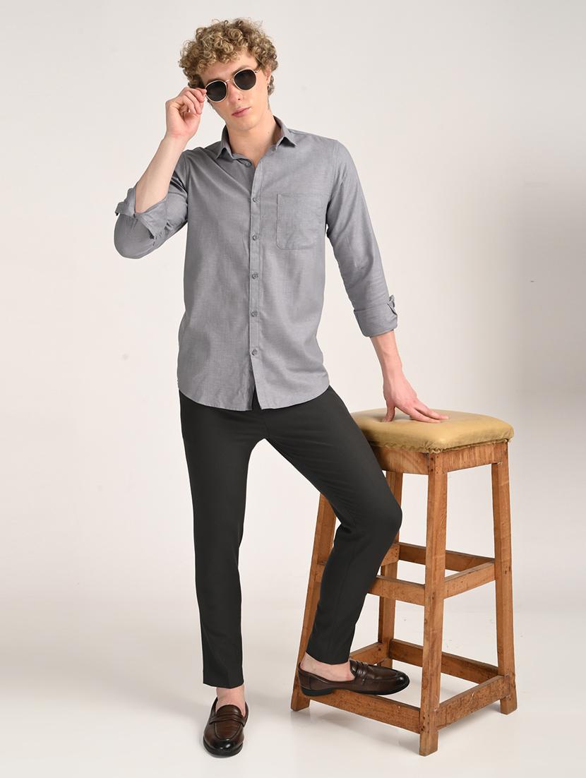 men solid long sleeve regular fit casual shirt - 21975527 -  Standard Image - 1