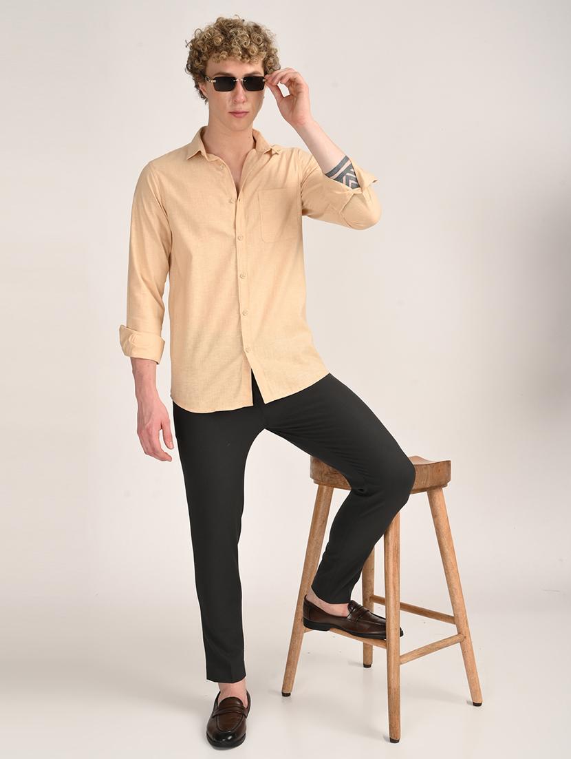 men solid long sleeve regular fit casual shirt - 21975528 - Standard Image - 4