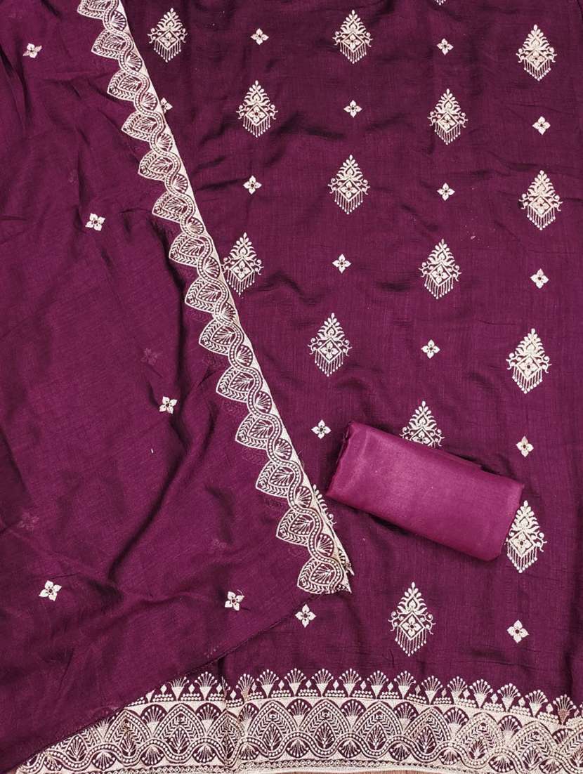 women solid with work embroidered unstitched suit set - 21975542 -  Standard Image - 1