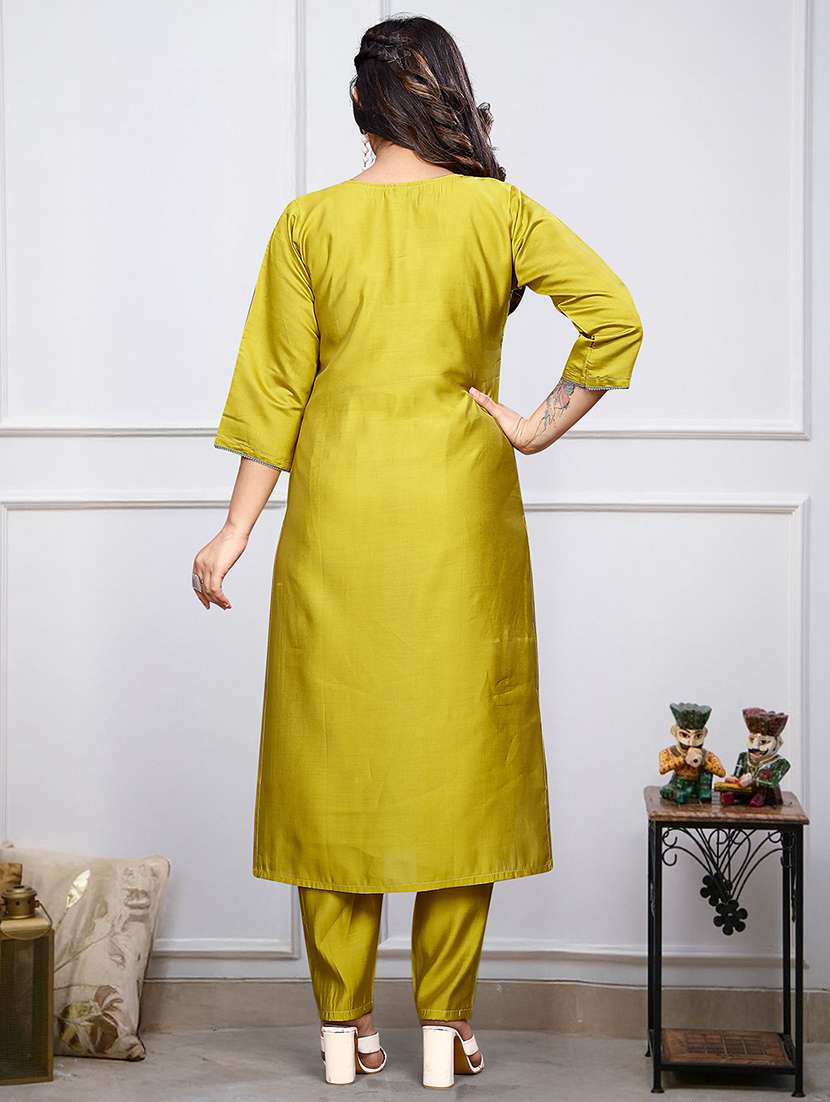 women three quarter sleeve kurta pant with dupatta set - 21975552 -  Standard Image - 1