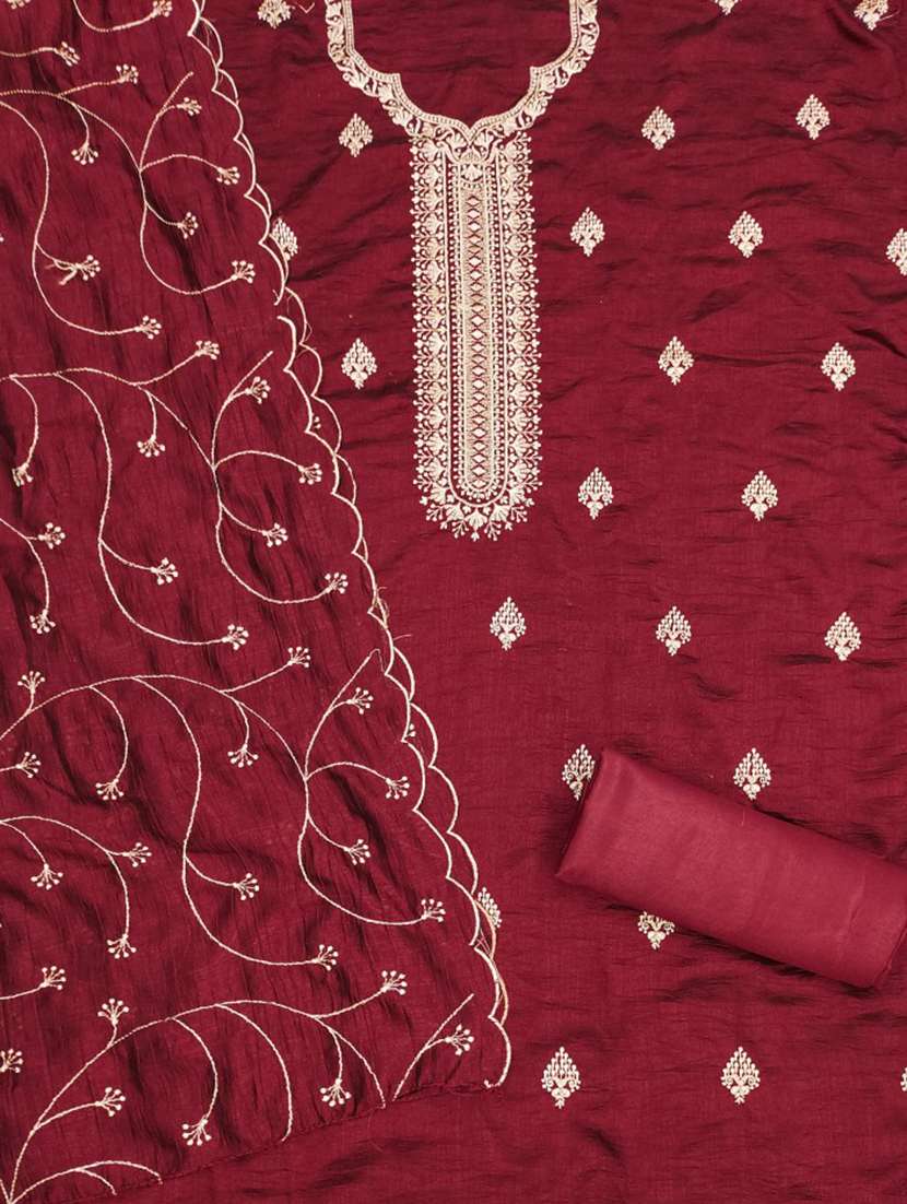 women solid with work embroidered unstitched suit set - 21975562 -  Standard Image - 1