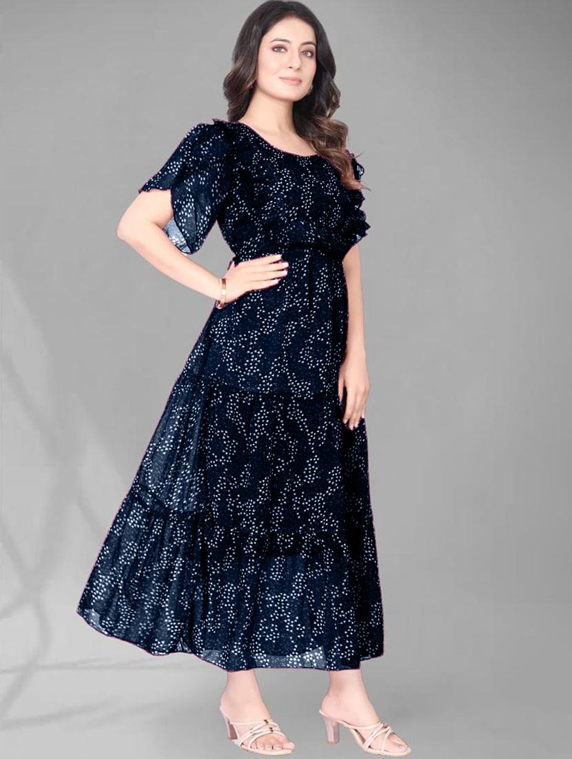 women printed tulip sleeve tiered dress - 21975586 - Standard Image - 1
